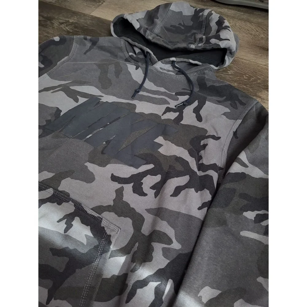 Nike Mens Camouflage Camo Pullover Hoodie Jacket‎ Spellout Gray Size Large